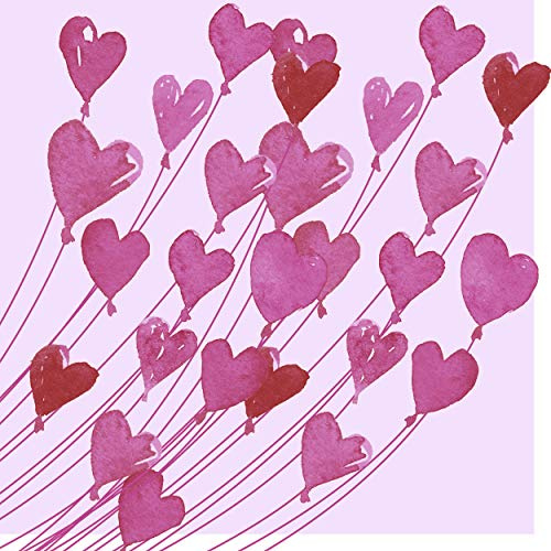 20 Cocktail Servietten Viele Herzen rosa Liebe 25 cm