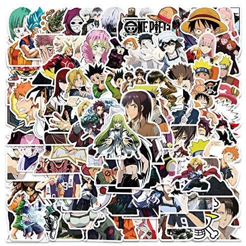 100Pcs for Various Anime Characters Stickers Water Bottles Laptop Phone Skateboard Scrapbooking Journals Car Japanese Manga Stickers Vinyl Waterproof Stickers Pack for Teens Kids Adults Children Boys