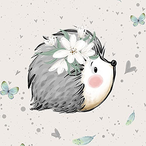 40x50cm Tiere French Terry Stoff Panel mit Igel - Panelstoffe für Baby & Kinder - Sommersweat Stoffe zum Nähen - Kinderstoff Stoffpanele mit Kombistoff - keine Meterware - Girls