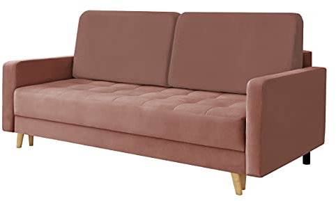 Schlafsofa Zinzit, Sofabett mit Bettkasten, Polstersofa für Wohnzimmer, Couch mit Bettfunktion, Bettsofa, Sofa mit Schlaffunktion, Dauerschläfer-Sofa, Couchgarnitur (Kronos 29)