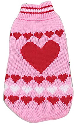 Warmer Puppuy Hundepullover Winter Haustierkleidung für kleine Hunde Katze Pullover Kleidung Kostüm,Rosa Liebe,14