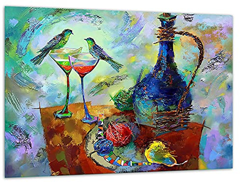 TMK ArtDeko, Schneidebrett aus Glas – universelle Küchenplatte 40x30 mit motiv Wein Schneideplatte, Herdabdeckplatte deko glas