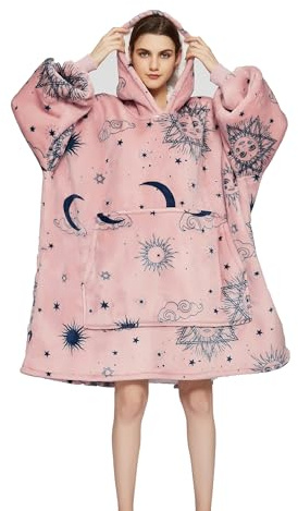 iyoimono huvtröja filt för kvinnor flanell fleece pullover sweatshirt filt fluffig sherpa TV-filt med ärmar frukttryck djurtryck mönster överdimensionerad huva pullover gosig filt en storlek, tarot