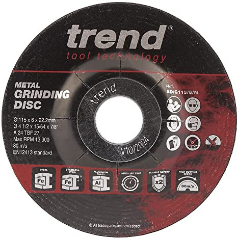 Trend Disco de desbaste de metal para amoladora angular, 115 m de diámetro, corte fino de 6 mm, AD/G115/6/M, paquete de 10