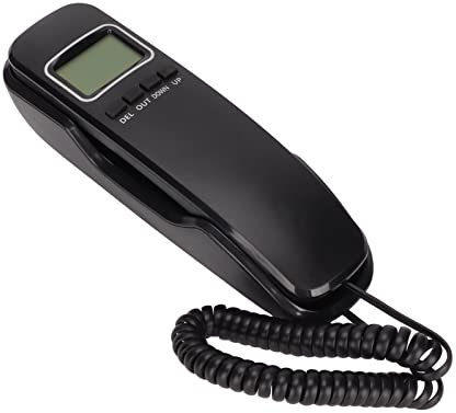 Corded Landline Telephone, Wall Mountable Home Phones with LCD Screen Display, Hotel Corded Telephone, Desk House Landline Telephone, Last Number Redial Function, for Office, Hotel, Home(Black)