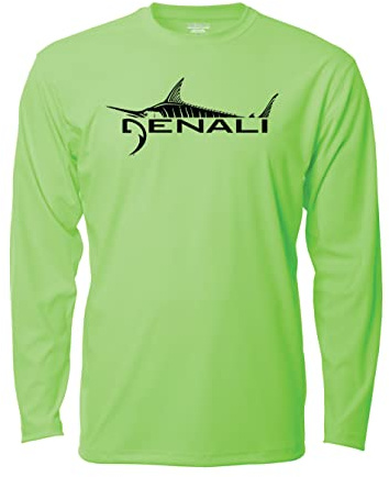 Denali Men's Marlin Logo Tournament Teaser UPF 50+ Long Sleeve T-Shirt, UV Protection, Quick Dry Fisherman's Shirt (Poison, X-Large)
