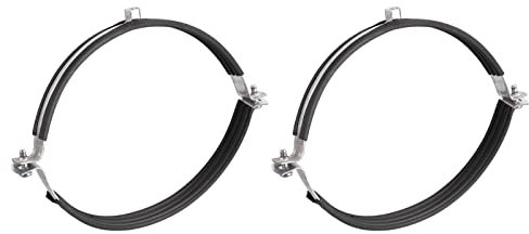 sourcing map 200mm Rigid Pipe Strap Clamps, Carbon Steel Pipe Bracket Tube Clip M8/M10 Nut Size for Water Tube Pipe 2 Pcs