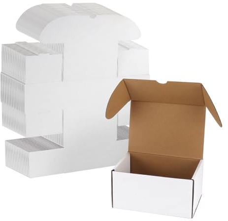 WIFTREY 40 Pack 6x4x3 Small Shipping Boxes for Packing Small Business, White Corrugated Cardboard mailing Box for Shipping