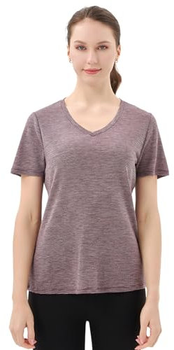 Merino Protect 100% Merino Wolle V-Ausschnitt Shirt Damen Kurzarm Wolle Unterhemd Geruchsresistenz Funktionsunterwäsche Reisen Wandern Merinowolle Unterwäsche