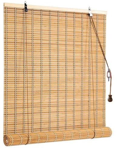 XINGWANGG Bambus Raffrollo Sonnenschutz Bambusrollo Thermo-Rollo Verdunkelungsrollo Hitzeschutzrollo Sichtschutz Jalousie Seitenzugrollo für Fenster und Türen,Blickdicht,Breite x Höhe (150cm x 130cm)