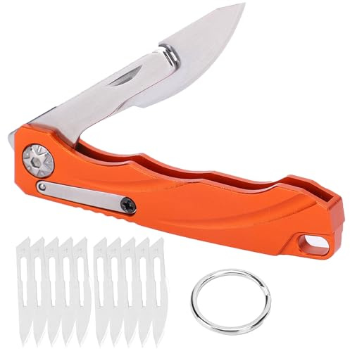 Mini Cuchillo Plegable con Cuchillas, Cuchillo de Bolsillo Portátil de Repuesto Multifuncional para Acampar al Aire Libre, Caza, Cuchillo de Caza para Senderismo y Camping, Regalo para Hombres, papá