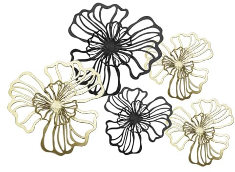 GOOHOCHY 5 Stück Metall Wandkunst Blumen Wandbehang Mehrfarbig Metallblumen Wanddeko Wohnzimmer Garten