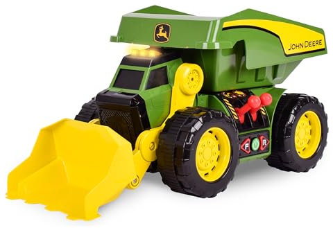 John Deere JD MAXX POWER 2‑in‑1 Lights & Sounds Dig Rig, Remote‑Control Front‑Loader & Dump Truck, LED Lights, Construction Sounds, Motorised Action, Big Tyres, Ages 3+