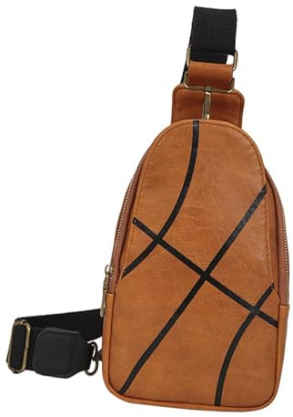 rockible Rugby Chest Bag Shoulder Backpack Daypack Adjustable Strap Chest Pack Baseball Shoulder Bag for Walking Outdoor Backpacking, Light Brown