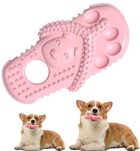KASESSS Dog Chew Toys, Slipper Shaped Puppy Teething Toys, Interactive Dog Toys for Boredom Indestructible Dog Toys Rubber Puppy Chew Toys for Home and Outdoor Portable Tough Dog Toys
