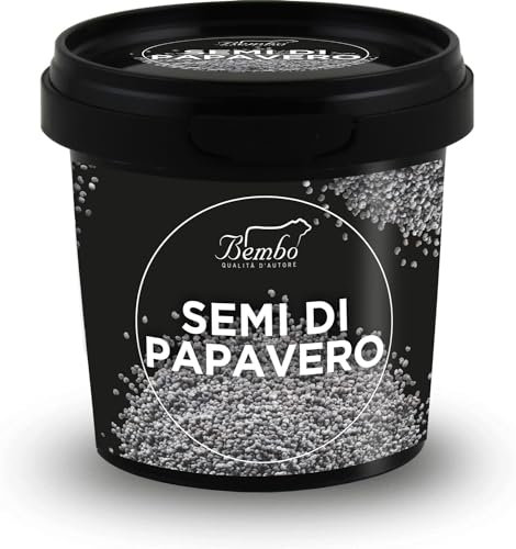 Semi Bembo: Semi di Papavero 80g – Ricchi di Fibre, Nutrienti Essenziali, Vitamine e Minerali – Confezione Anti-Spreco, Anti-Ossidazione, Riutilizzabile e Riciclabile
