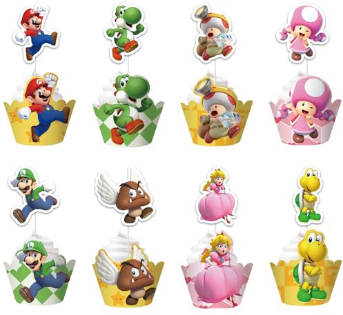 Super Cupcake Toppers Dekoration, 48 Stück Cartoon Super Kuchen Topper, Tortendekoration Cake Topper Set, Geburtstag Kuchen Topper, Kuchendekoration für Kinder Geburtstag Party