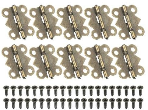 PATIKIL 10 Stück Mini Scharniere Klappbar 180 Grad 20x17mm Türscharniere | Retro Schmetterling Scharnier Steckverbinder mit Schrauben, Kleine Klappscharniere Braun, für Holzkiste Schubladen