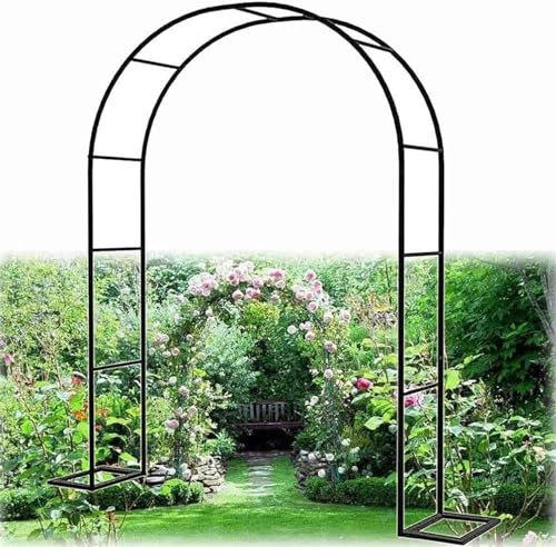 QPZMALSKY Arc en Métal Extérieur - Arches De Jardin avec Base, Arc Noir, Arc Rose, Cadre De Soutien, Arc De Mariage pour l'herbe De Jardin -Patio, Blanc, Vert, W1,2 M * H2.2m