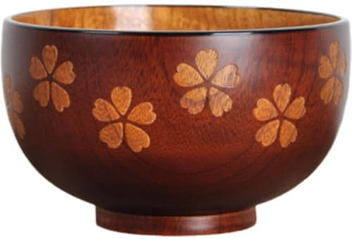 Tsffae Bol en Bois, Bol À Soupe De Riz en Bois De Style Japonais, Bol À Salade Récipient Alimentaire Petit Bol De Service en Bois Vaisselle De Cuisine