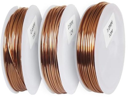 RRRST Kupferlackdraht Sortiment Kits, Isolierter Kupferdraht, Kupferspule, Lackdraht, 3 verschiedene Durchmesser 0.6mm 0.8mm 1mm, Länge 37m