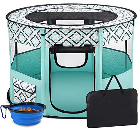 DMMFTERL Parc Pliable Portable pour Animaux de Compagnie, Parc pour Chiots, Parc pour Petits Chiens/Chats/Lapins/Poussins, Parc d'exercice Pliable pour Chien avec étui de Transport et Bol d