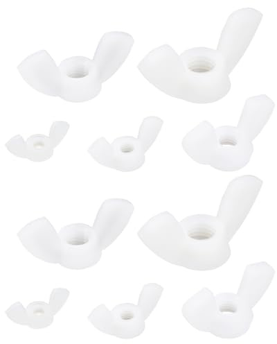 YINETTECH Lot de 50 écrous Papillon en Nylon pour Serrer Les Fixations pour Volets Fixes Chaises Pliantes Pinces Rapides pour Meubles Blanc (M4 M5 M6 M8 M10)
