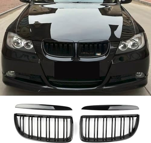 Jinpengyong E90 E91 Calandre Avant pour BMW Serie 3 E90 E91 Grille 2005 2006 2007 2008 E90 E91 PRE Touring Noir brillant (For 3er E90 2005-2008)