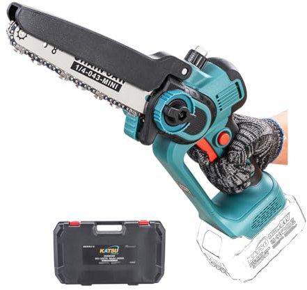KATSU FIT-BAT Motosega a Batteria 8 21V Brushless, Tendicatena Senza Attrezzi, Lubrificazione Manuale, in Valigetta di Plastica, Senza Batteria