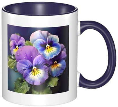 XDCYWBZDBC Pansy Perfection Porcelain Tea Coffee Cup Funny Home Accessories Cute Gifts for Girlfriends Large Hot Drinks for Men and Women Cute Mug Giftssecret Christmas Gifts