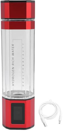 Pssopp Botella de Agua de Hidrógeno, 300 Ml 5000 Ppb Ionizador de Agua Portátil Generador de Botella de Agua de Hidrógeno para Viajes de Oficina Fitness Beber (rojo)