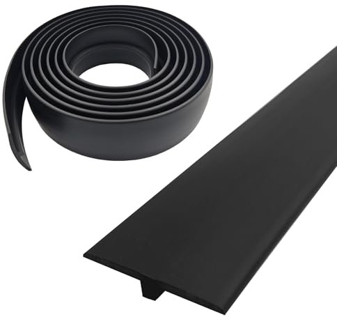 Profilé de transition autocollant T profil 5 x 300 cm PVC couvercle plat pour seuils de porte et sols de raccordement carreaux de sol stratifié noir 5 cm x 3 m