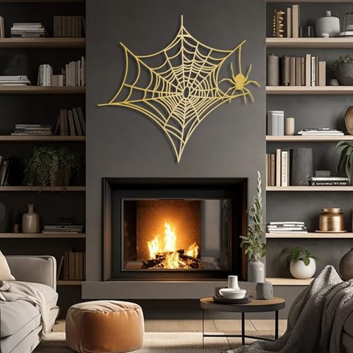 Spinnennetz Metall Wandation, Halloween Wandkunst, Schild, Wohnzimmer Wa