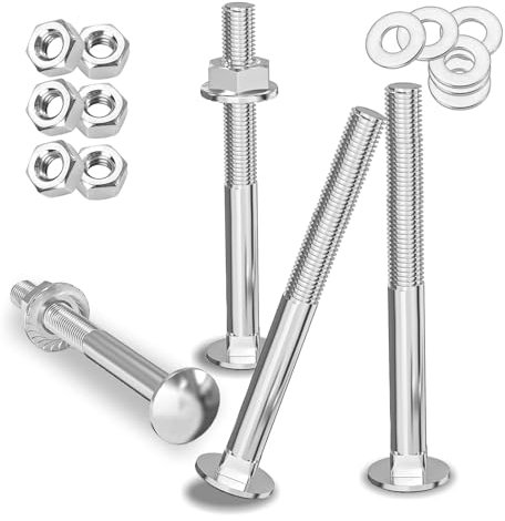 Tornillos de Bloqueo, 25 Piezas Cabeza Redonda Plana con Ángulo Cuadrado M6 x 60, Tornillos de Cabeza Cilíndrica con Tuercas Hexagonales y Arandelas