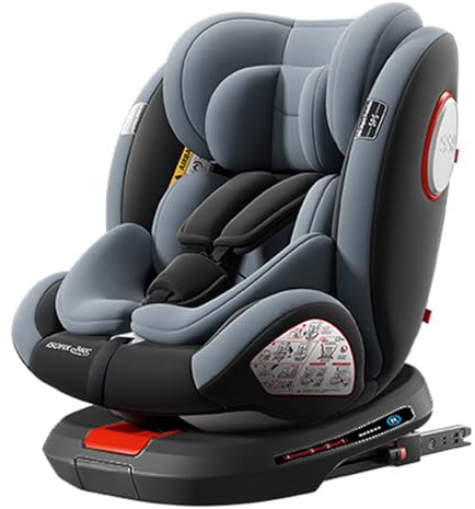Sianldcone Rotatif à 360° Siege Auto Bebe, Hauteur et Inclinaison Réglables Sièges Auto, Anti-collision Siegeauto Isofix, Facile à Nettoyer Siègeauto (Grey without Foot Rest Frame)