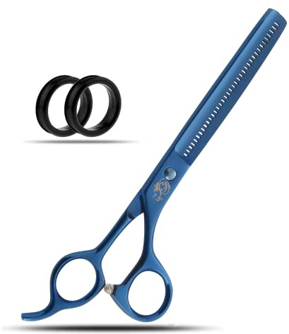 Wishbeauty 7.5-Inch Professional Pet Grooming Scissors – 440C Japanese Steel Shears (Blue, Thinning)