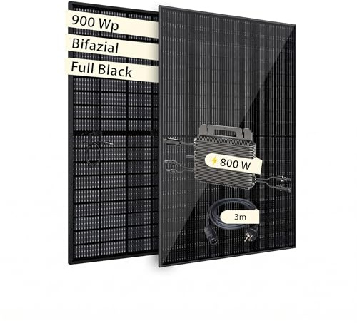 VALE Balkonkraftwerk Bifazial 900 Wp Full Black - Marstek-M2-800 Wechselrichter - Solaranlage - Hochwertiges Solarpanel Set - 3m AC-Kabel