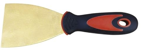 Spatule flexible 100 mm, aluminium et matériau bimatière, idéale pour les travaux de maçonnerie et de bricolage.