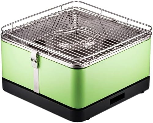 JUNG Arizona Holzkohlegrill – Rauchfrei, Kompakt, Mobil, Edelstahl, Akkubetrieb, Schnellstart (4 Min.), Inkl. Brennpaste – Ideal für Balkon, Terrasse, Boot, 6x Brennpaste und wiederaufladbarem Akku