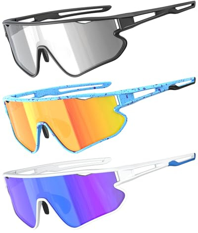 QALLY 3Pack Kids Polarized Sunglasses, Youth Baseball Sunglasses for Boys Girls Age 3-12, Softball Sports Goggles UV Protection