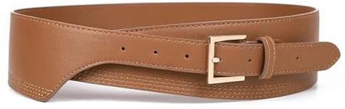 Ayztantine Kummerbund für Herren Damen-Accessoires, Gürtel for Damen, PU-Leder, goldene quadratische Dornschließe, Kummerbunds, Körperkorsett, Kummerbund, weiblich, breiter, weicher Bund(Brown color)