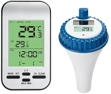 WAFOHSR Poolthermometer Smart Wireless Digital Pool Thermometer Innentemperatur Feuchtigkeitsmonitor Wasserdichter LCD-Display Temperatursensor Einfach Zu Bedienen