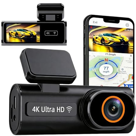 Dashcam Auto Vorne Hinte, 4K+1080P Dual Kamera mit 5GHz WLAN GPS und 24/7 Parküberwachung für maximale Sicherheit durch ADAS Nachtsicht & 170° Weitwinkel - Inkl. 64GB SD Karte
