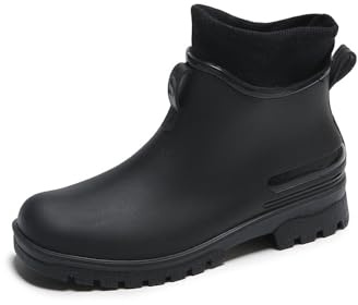 MGGMOKAY Bottes de Pluie Thermiques en Femme Botte Caoutchouc Fourree Femmes Fourrees Bottes Jardin pour,Noir(warme),39