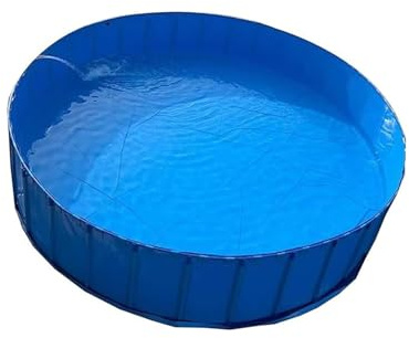 Fischteich aus Segeltuch, oberirdischer Pool, Aquarium, Teich mit Ablassventil, PVC-Segeltuch-Fischglas mit Stahlrahmen für Teiche, Fischtanks, Koi- und Goldfische (1 x 0,6 m/470 l), Blau, Q