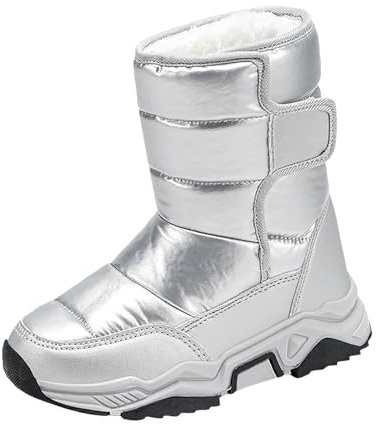 Bottes de Neige Garçons Filles Doublure Polaire Chaude Bottes d'Hiver Enfant Chaussures En Coton d'Hiver Matelassées Semelle Antidérapante pour Extérieur 37