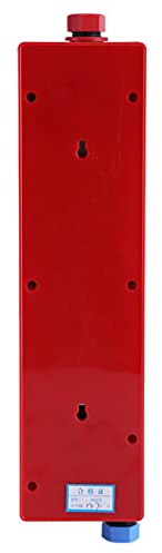 Fockety Calentador de Agua Instantáneo sin Tanque, Grifo Eficiente con Turbina, Pieza de Calefacción, Válvula de Escape, Luz Indicadora de LED, Resistente a la Corrosión (Tesoro de cocina rojo)
