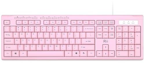 Rii RK907 Clavier filaire USB compact ultra fin pour Mac et PC, Windows 10/8/7/Vista/XP Rose