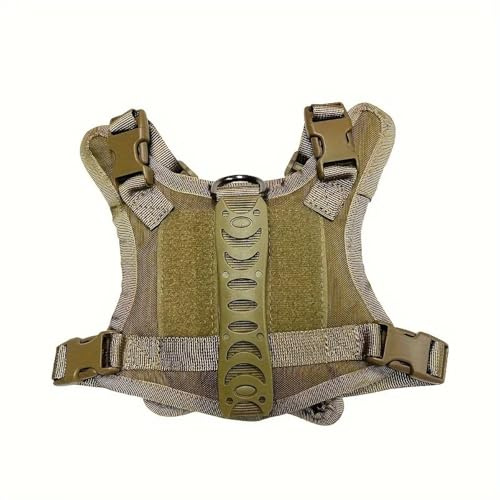 Militärisches Taktisches Verstellbares Outdoor-Trainings-Nylon-Kätzchen-Welpengeschirr Für Chihuahuas, Möpse, Pudel, Schnauzer,Khaki