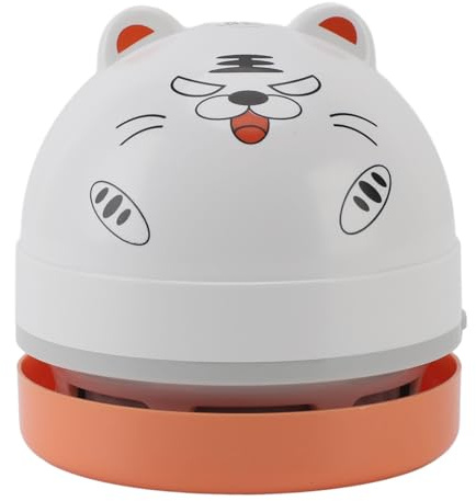 HUSHUI Mini Skrivbordsdammsugare, Bärbar Sladdlös Liten Dammsugare med Löstagbart Munstycke och Borste, för Dammsmulor Hår på Skrivbordets Tangentbordsbil (Tiger)